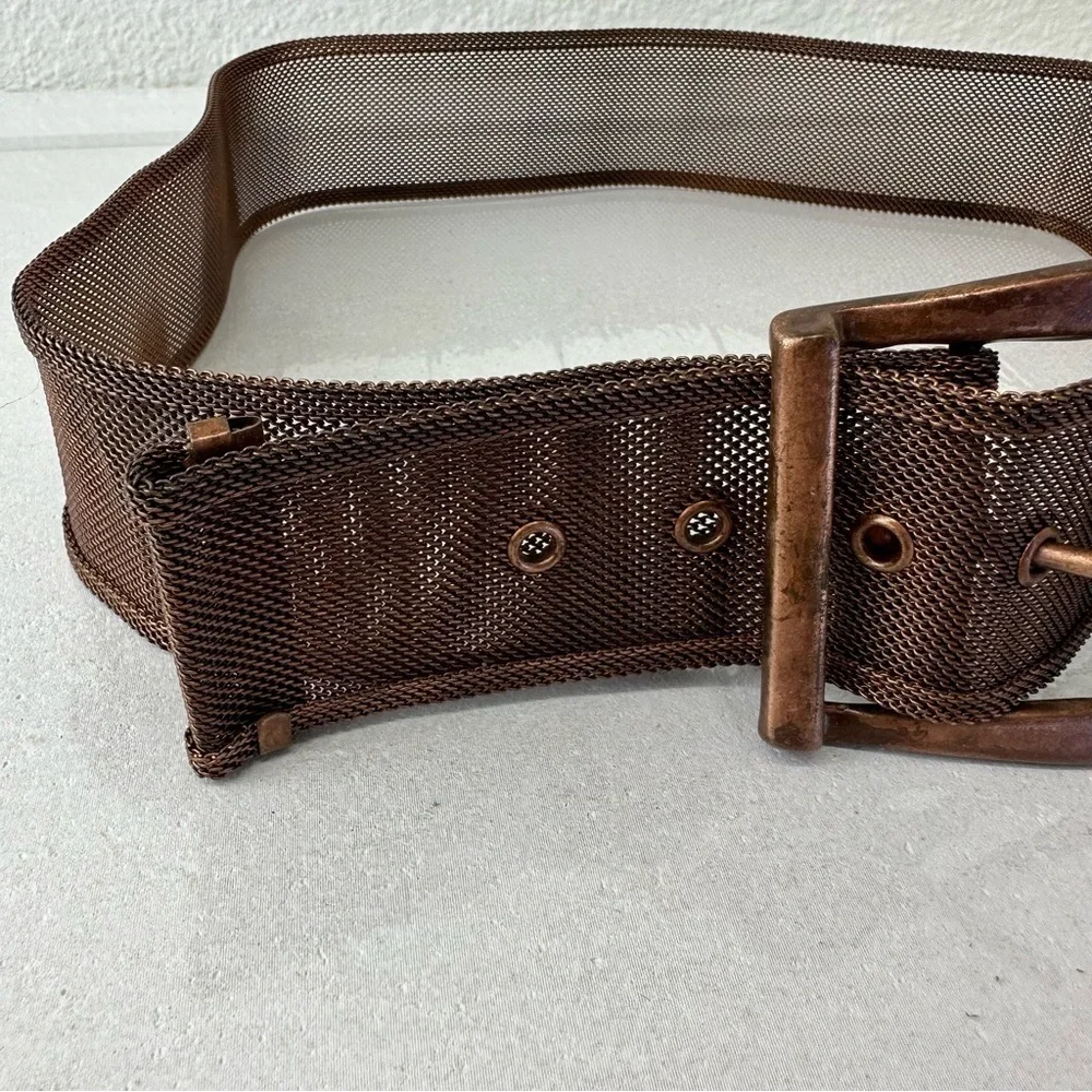 Belt Cooper Tone Metal Mesh Steampunk Grommet Belt  36 unisex grunge costume